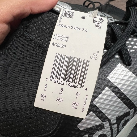 New Adidas Adizero 5 Star 7.0 Mid TD Team Football Cleats Black - Picture 4 of 9